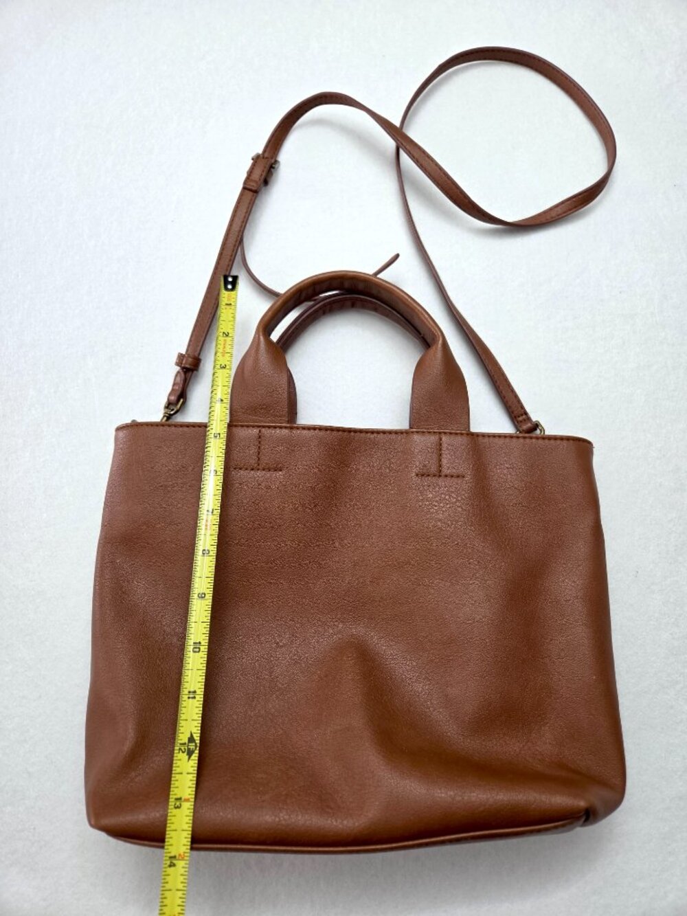 Universal Thread Women's Cognac Faux Leather Tote Crossbody Bag Brown - Picture 3 of 9